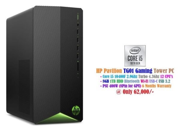 HP Pavilion TG01 Gaming Tower – Core i5 10400F 2.9Ghz – PSU 400W