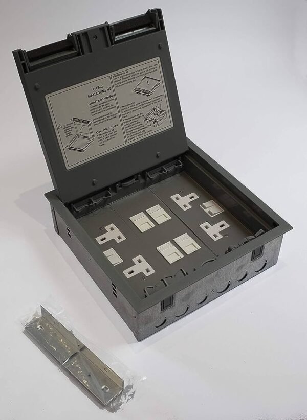 Access Floor Box 6 Universal Sockets + 2 RJ45 + 2RJ11