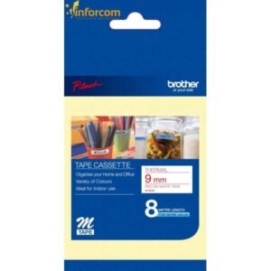 Brother M-K222 9mm Red on White tape