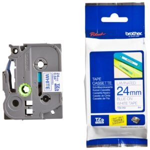 Brother TZE-253 24mm Blue on White Label Printer tape