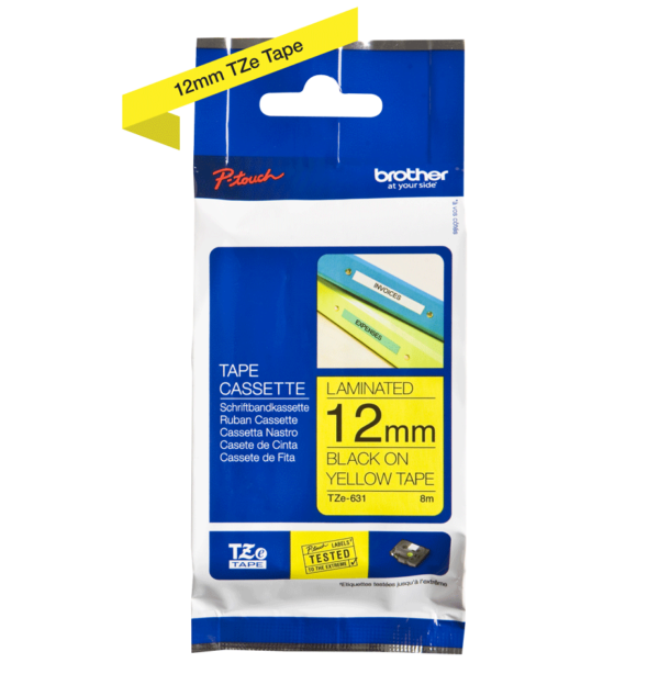 Brother TZe-631 12mm black on yellow Label tape