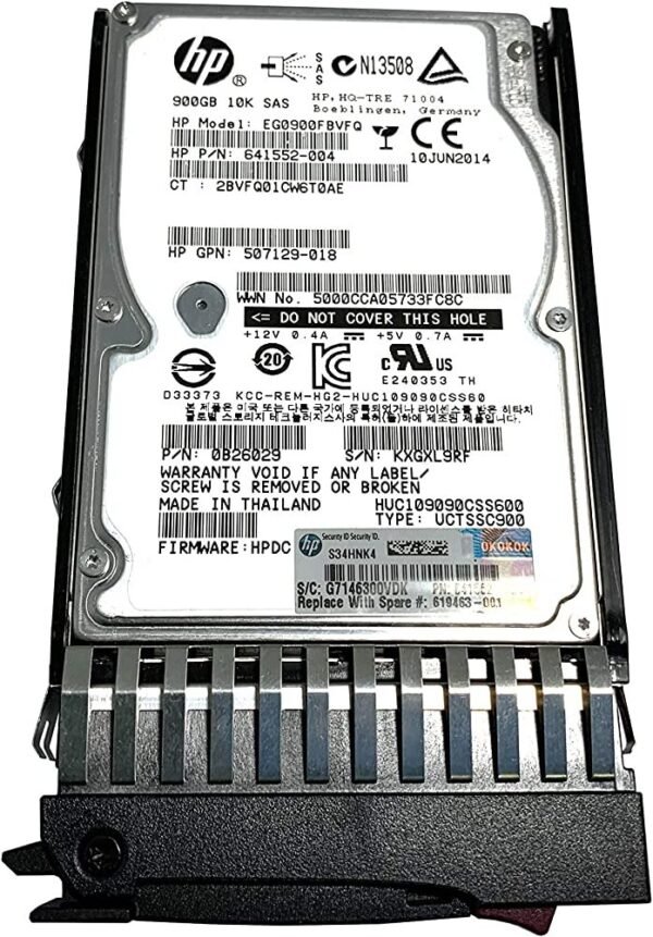 HP 900GB 6G 619291-B21 SAS 10K 2.5″ SC ENT HDD (G6/G7 Series)